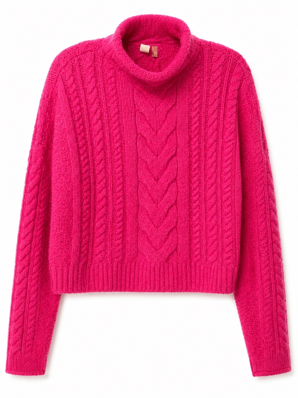 Anthropologie Pilcro Bright Pink Cable Knit Turtleneck Sweater